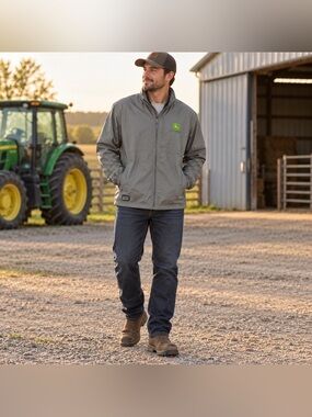 John Deere DRI DUCK DDX Gray Full Zip Lightweight Jacket Men’s L